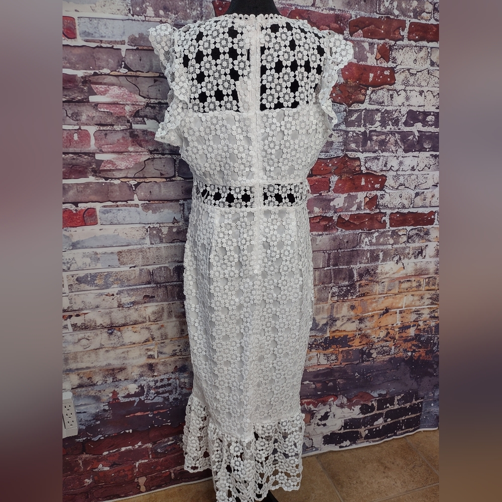 Petal & Pup White Crochet Midi Dress - Picture 3 of 13